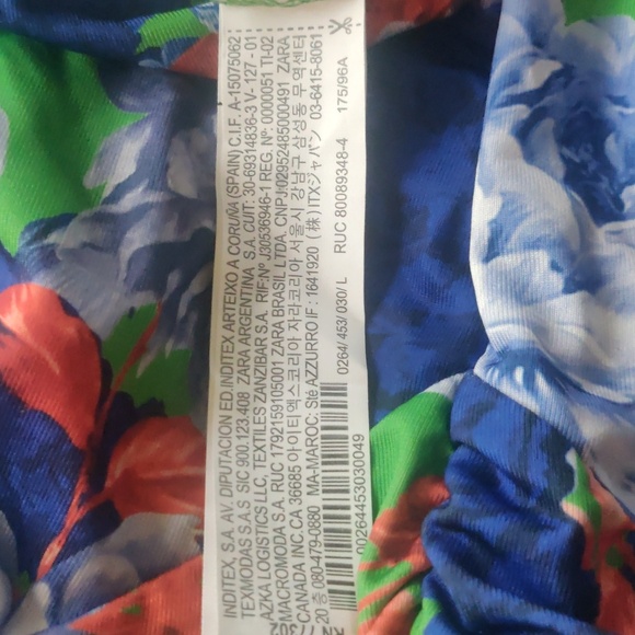 Zara One Sleeve Floral Green/blue/red Asymmetric Bodysuit. Size L. - Picture 9 of 12